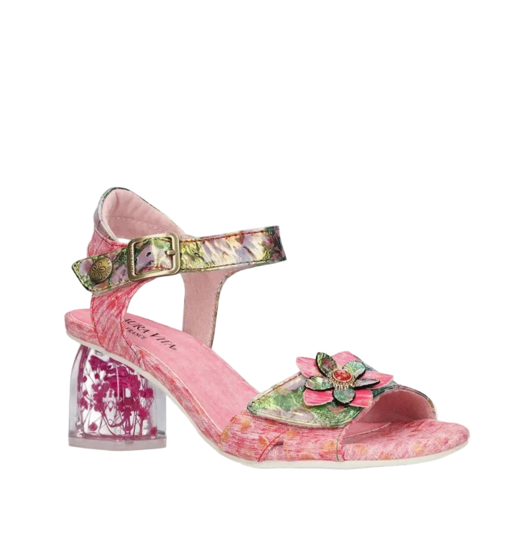 Laura Vita Rose Pink Block Heel Sandal
