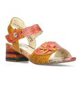 Laura Vita Tan Floral Leather Sandals