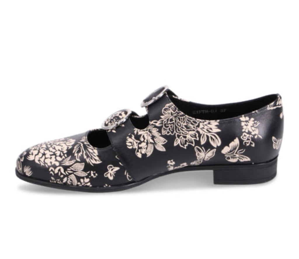 Django and Juliette Leather Floral Print Shoe