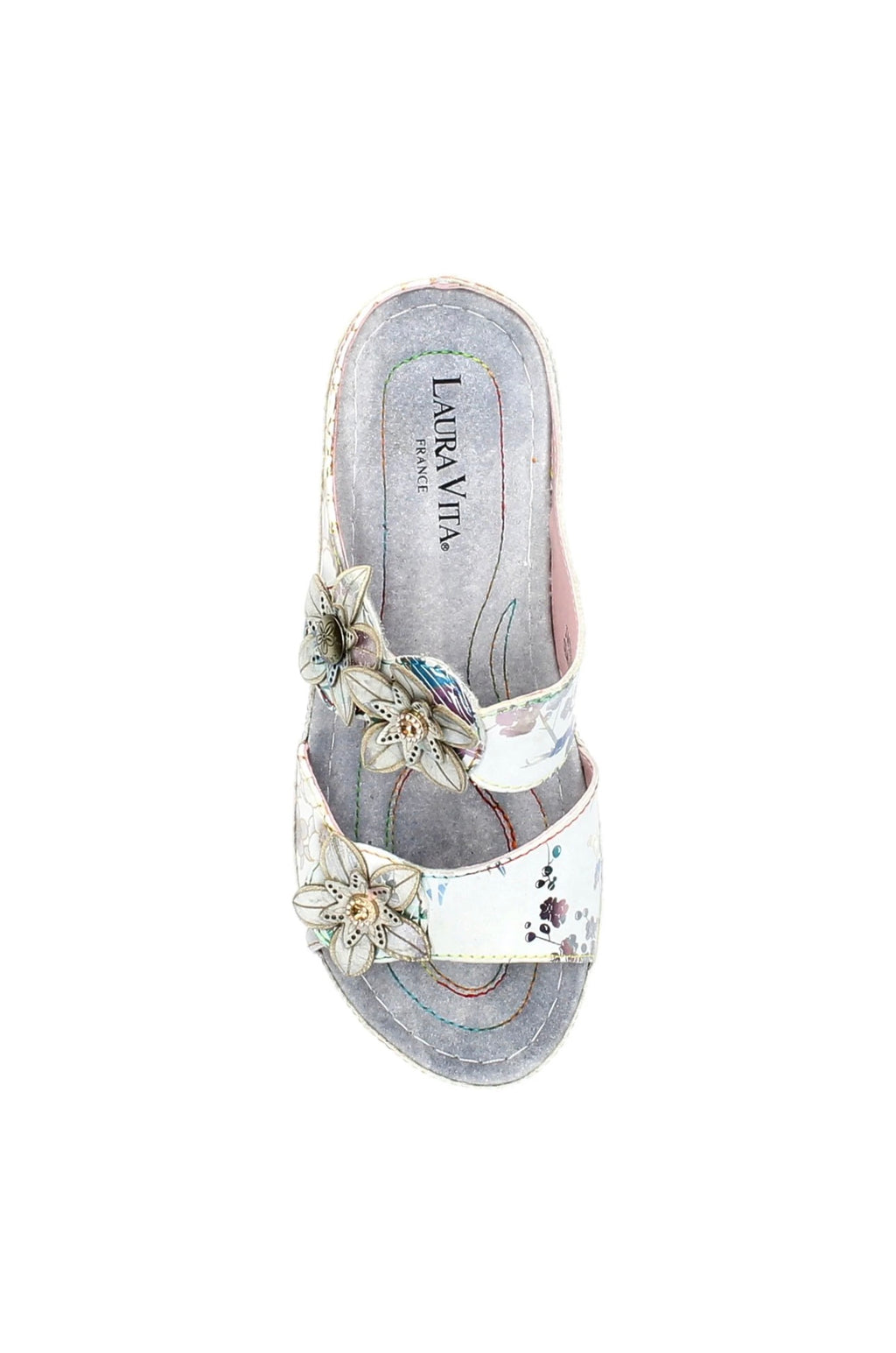 Laura Vita Floral Leather Adjustable Slides