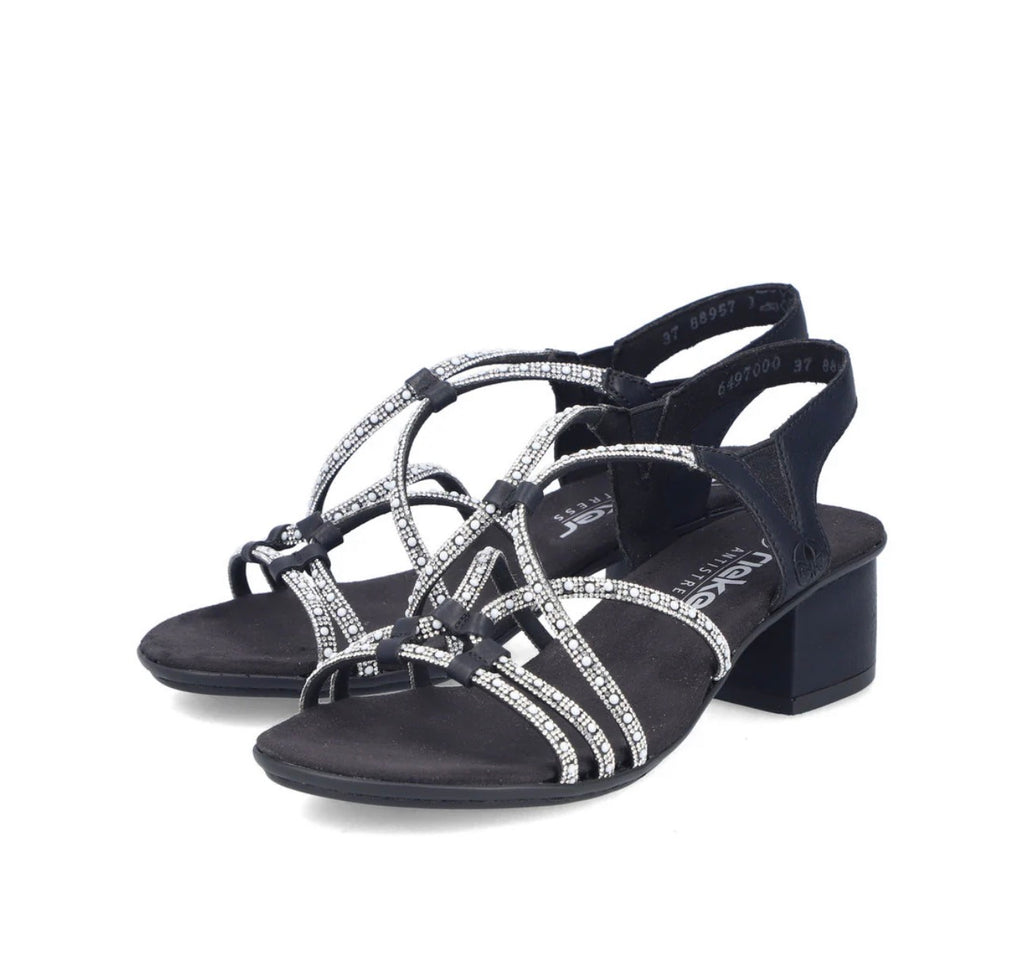 Rieker Black Women’s Sparkly Sandals 64970-00