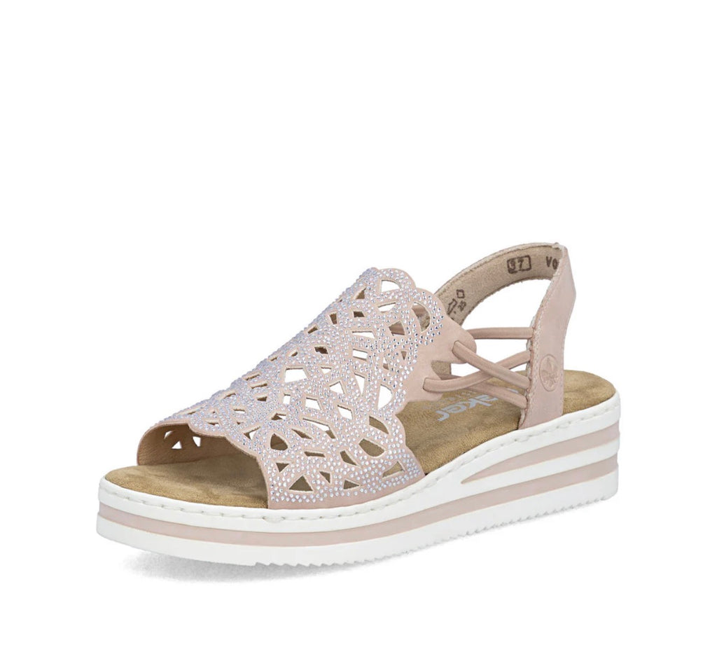 Rieker Pink Women’s Sparkly Wedge Sandals