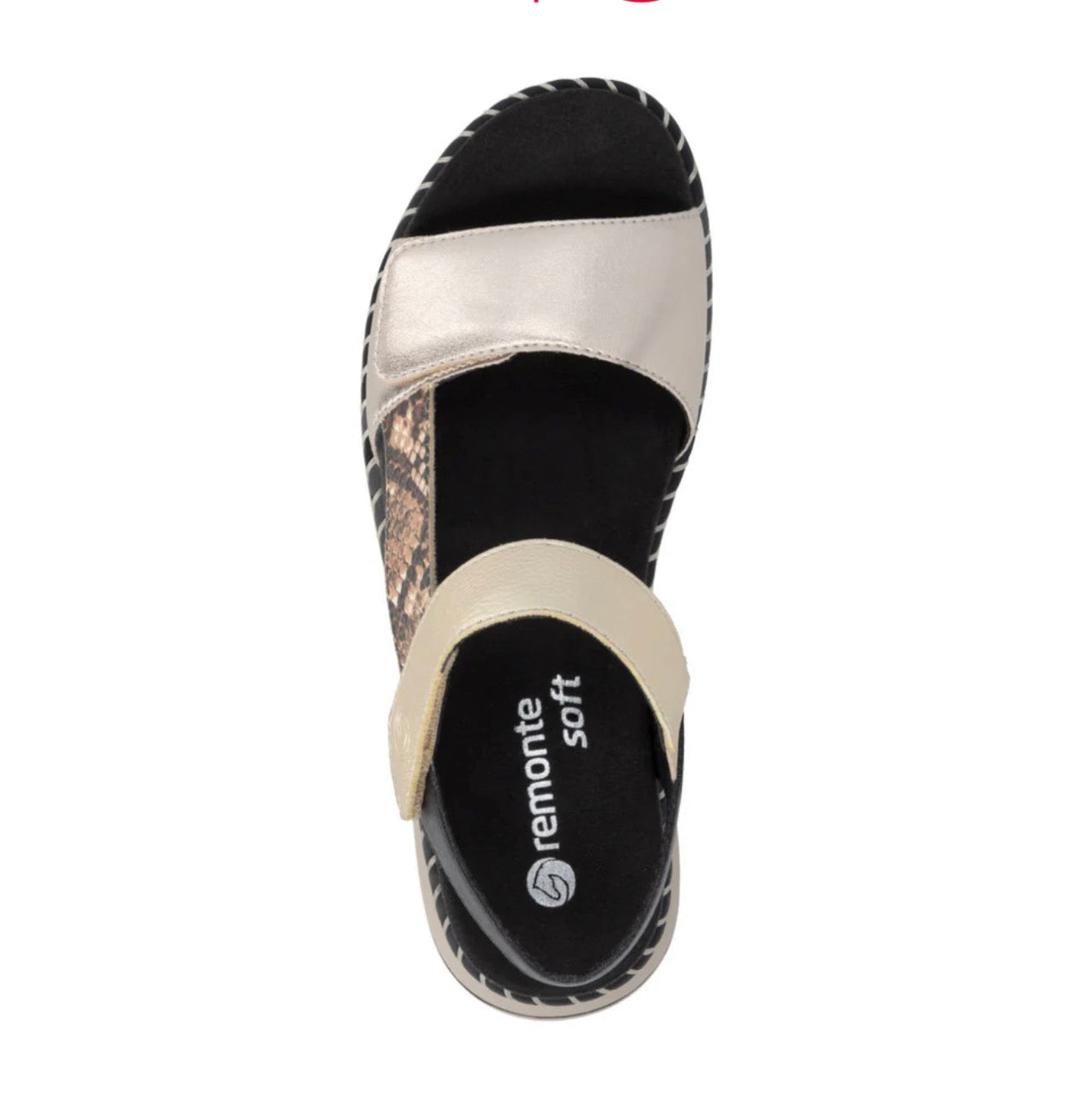 Remonte Python Print Gold Metallic Lite Soft Sandals