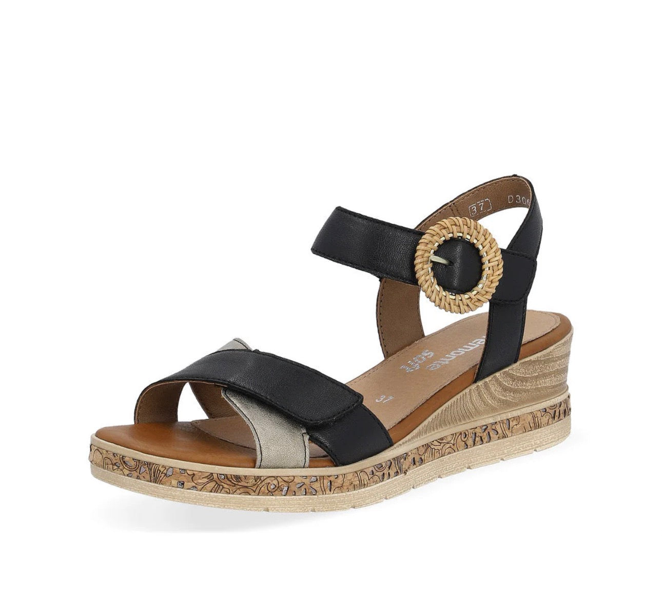 Remonte Black Adjustable Wedge Sandals (Copy)