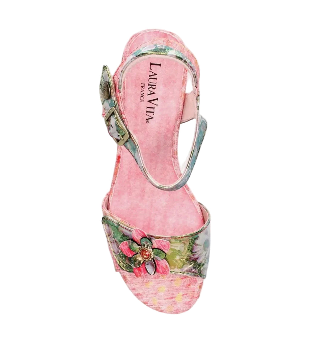 Laura Vita Rose Pink Block Heel Sandal