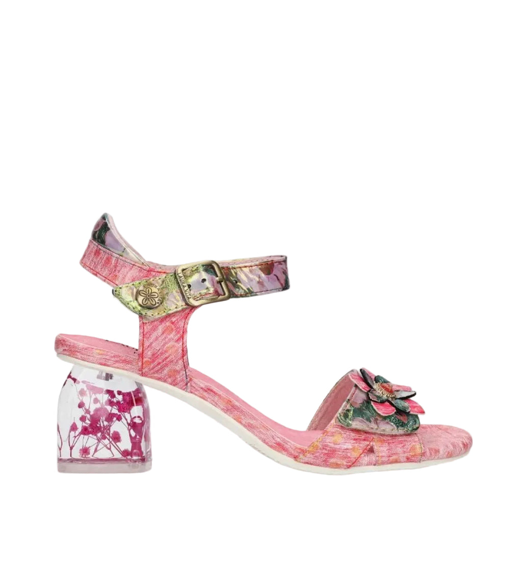 Laura Vita Rose Pink Block Heel Sandal
