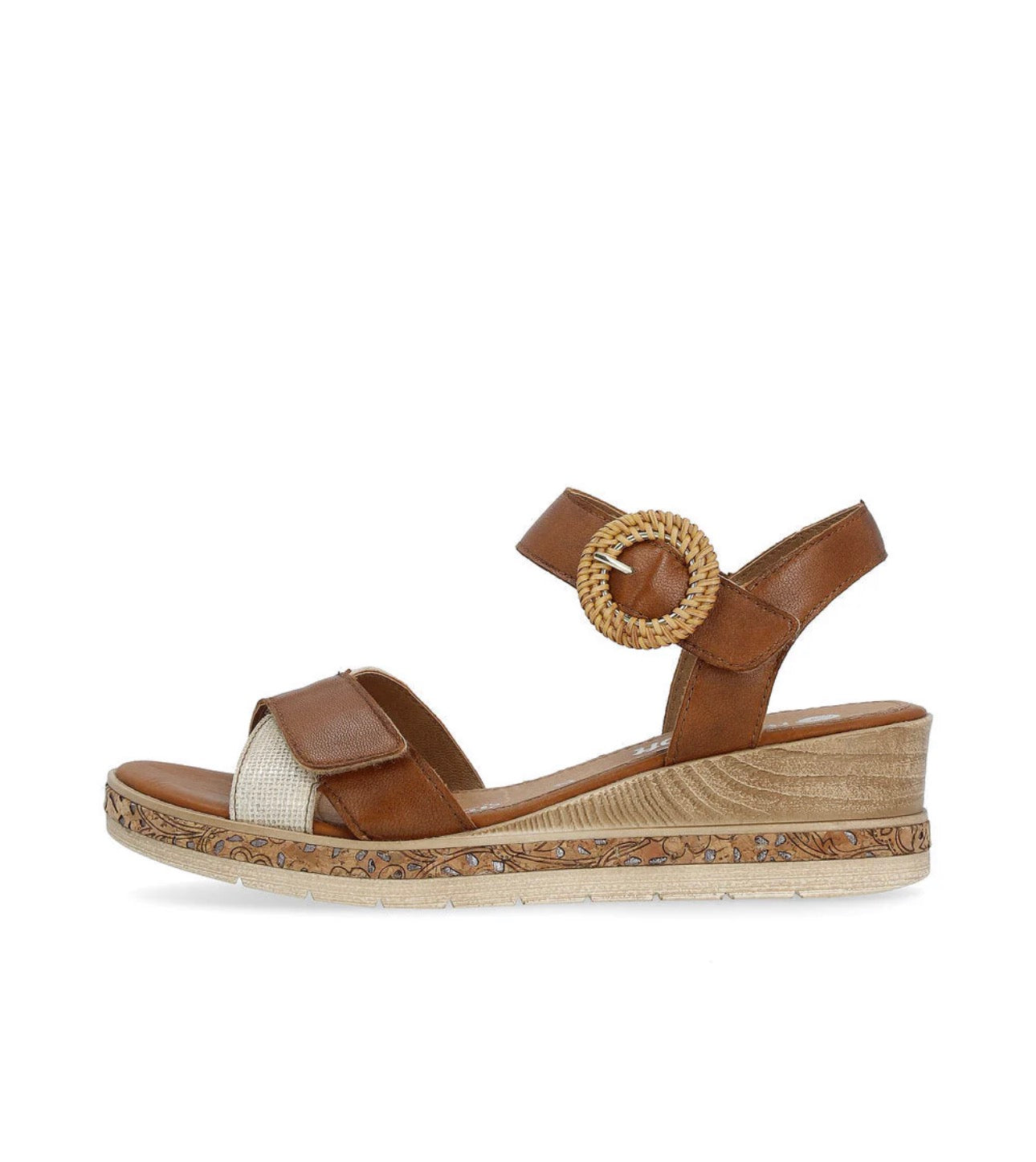Remonte Camel Adjustable Wedge Sandals