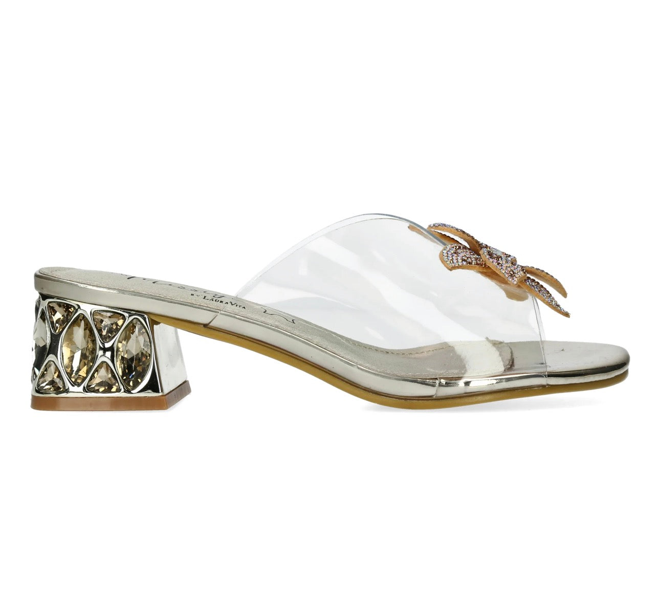 Laura Vita Floral Silver Clear Slides