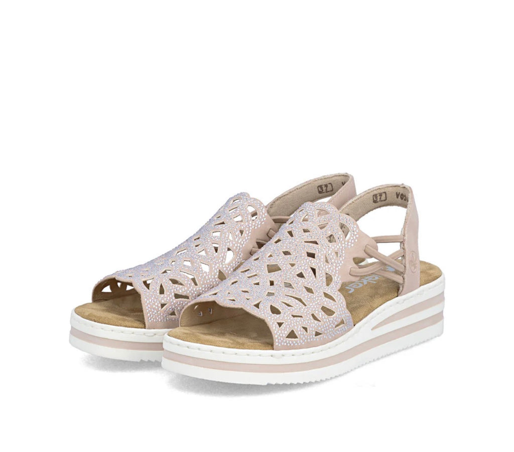 Rieker Pink Women’s Sparkly Wedge Sandals