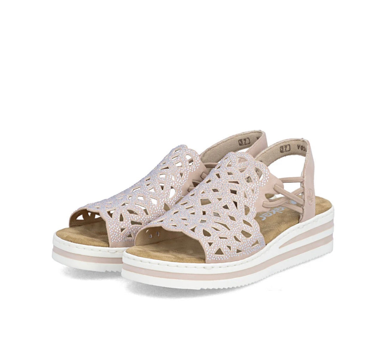 Rieker Pink Women’s Sparkly Wedge Sandals