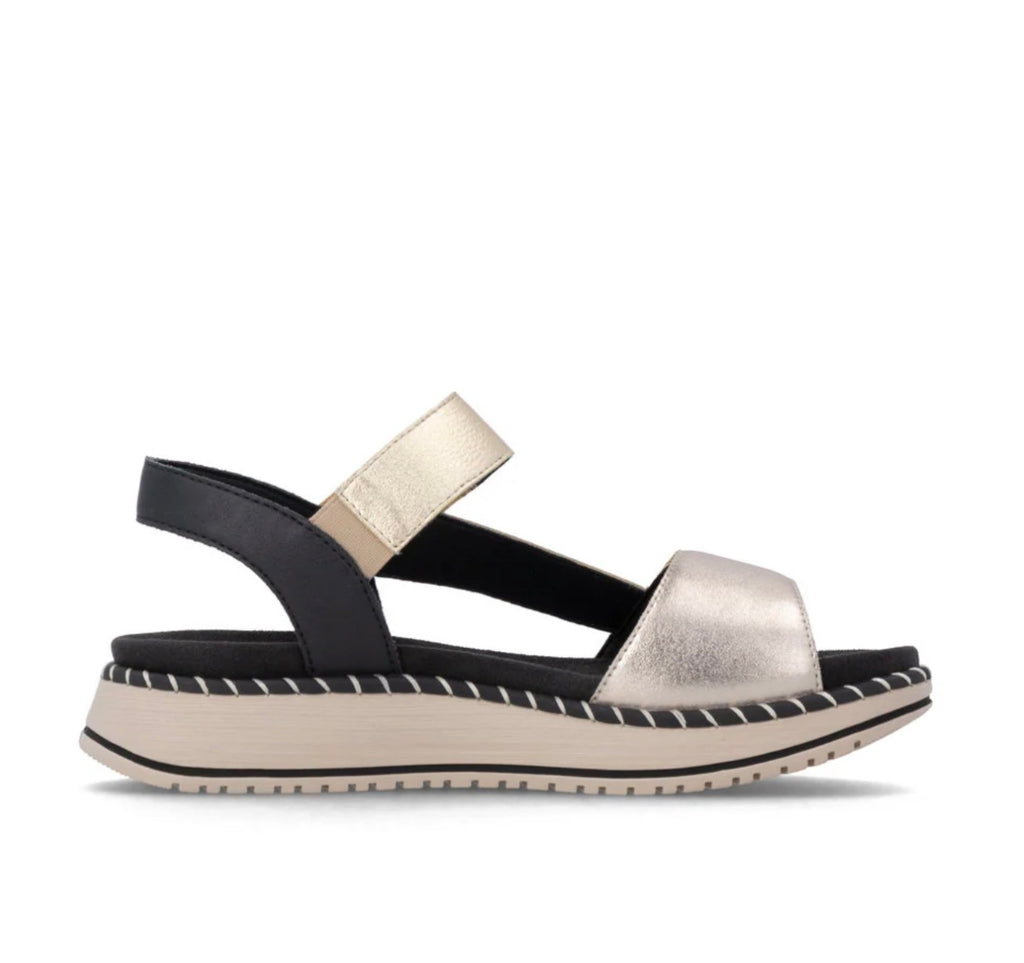 Remonte Python Print Gold Metallic Lite Soft Sandals