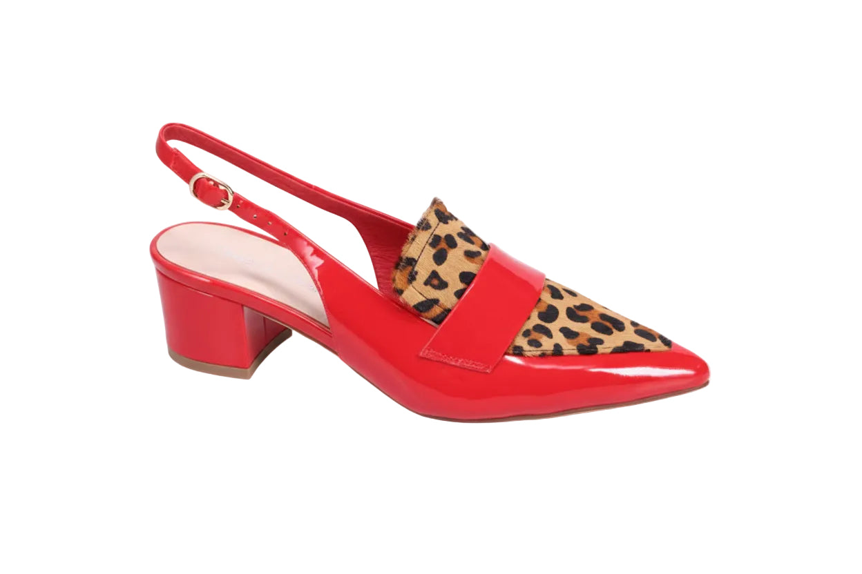 Django and Juliette Red Leopard Aiday Slingback