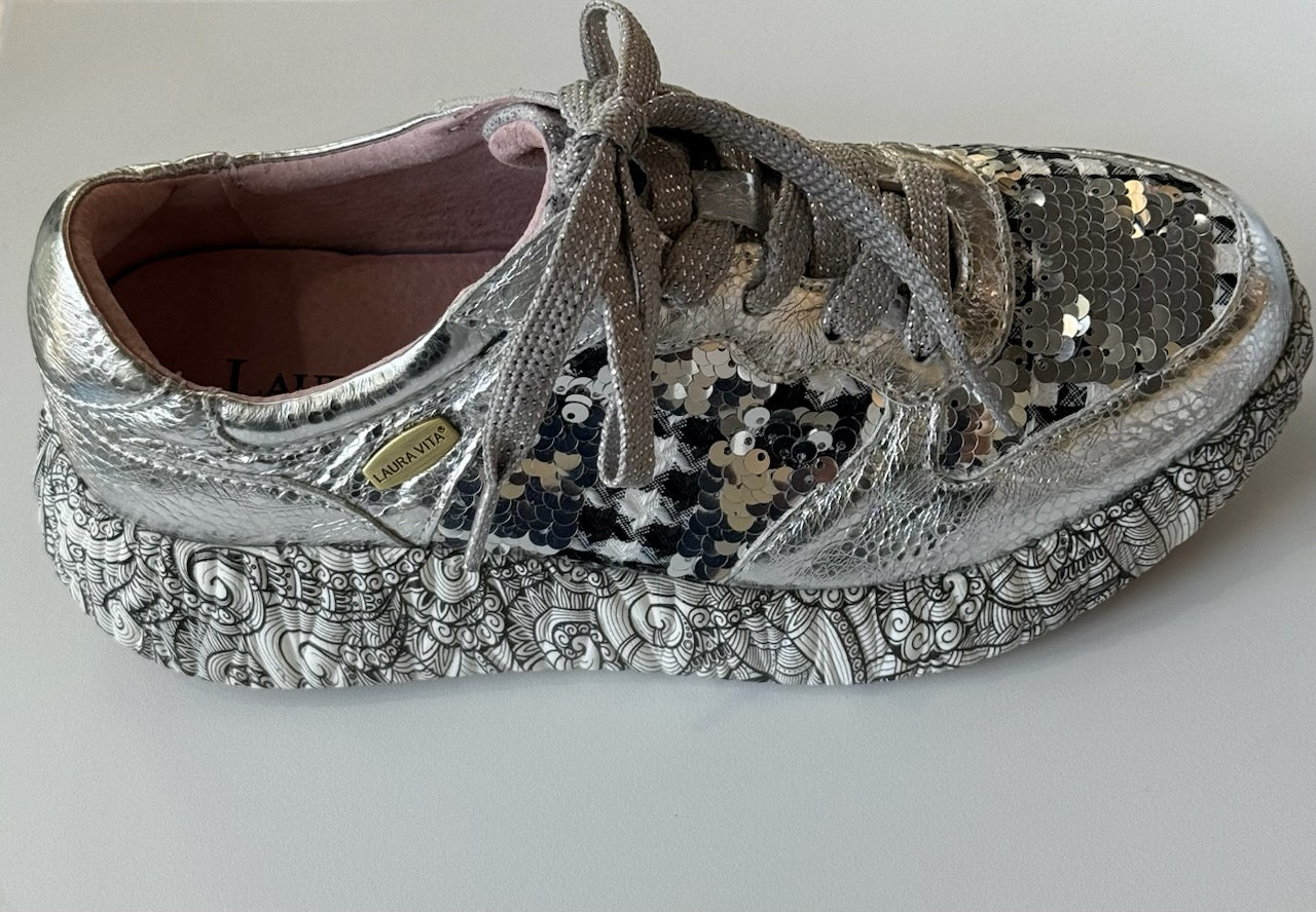 Laura Vita Metallic Silver Sneaker