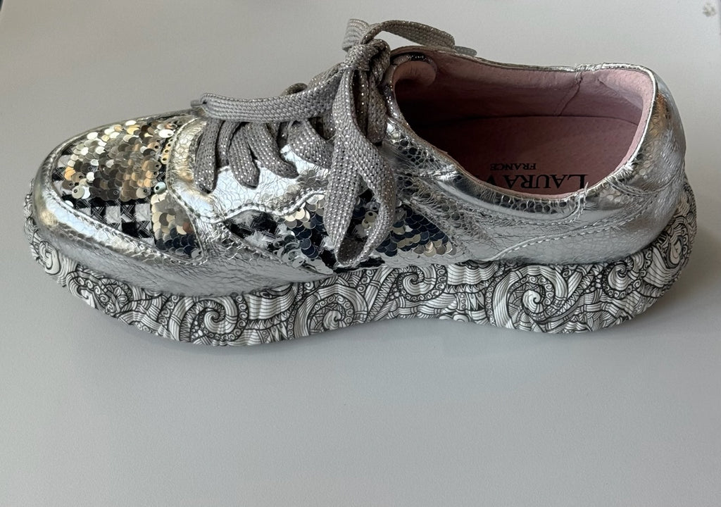 Laura Vita Metallic Silver Sneaker