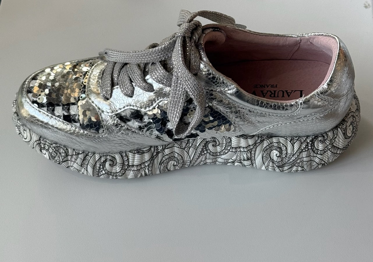 Laura Vita Metallic Silver Sneaker