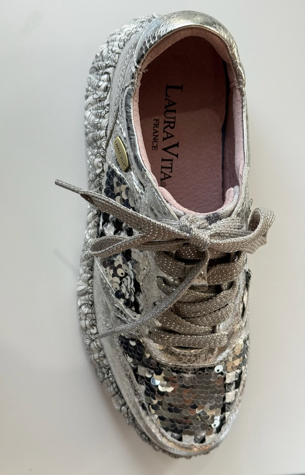 Laura Vita Metallic Silver Sneaker