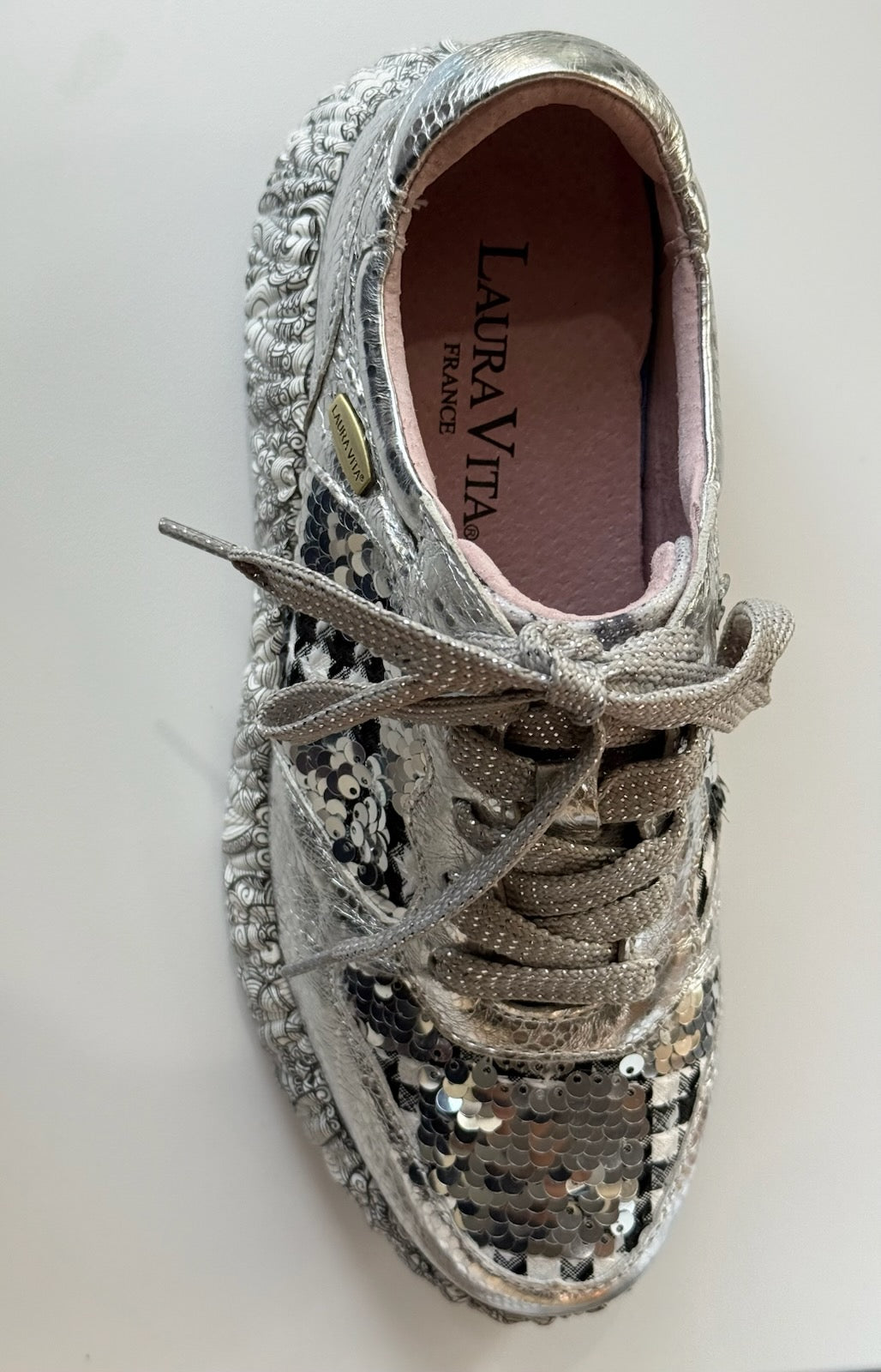 Laura Vita Metallic Silver Sneaker