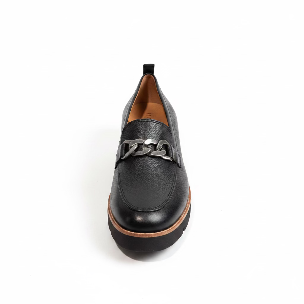 Vionic Cynthia Chain Detail Leather Loafer - Black