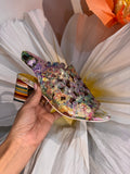 Laura Vita Multi Colour Floral Laser Cut Block Heel Sandal