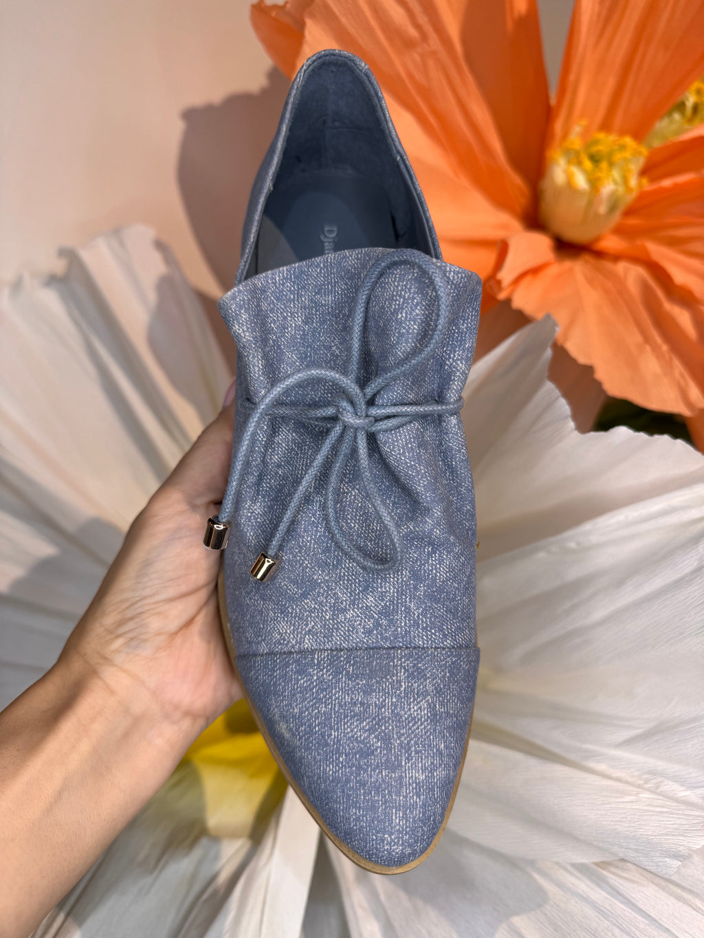 Django & Juliette Kotty Slip on - Leather Blue Denim Pattern