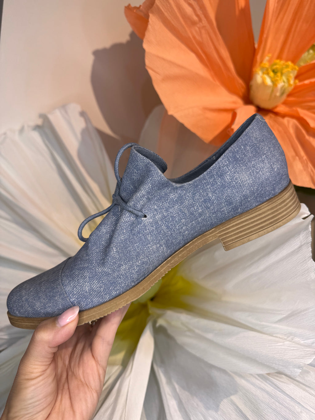 Django & Juliette Kotty Slip on - Leather Blue Denim Pattern