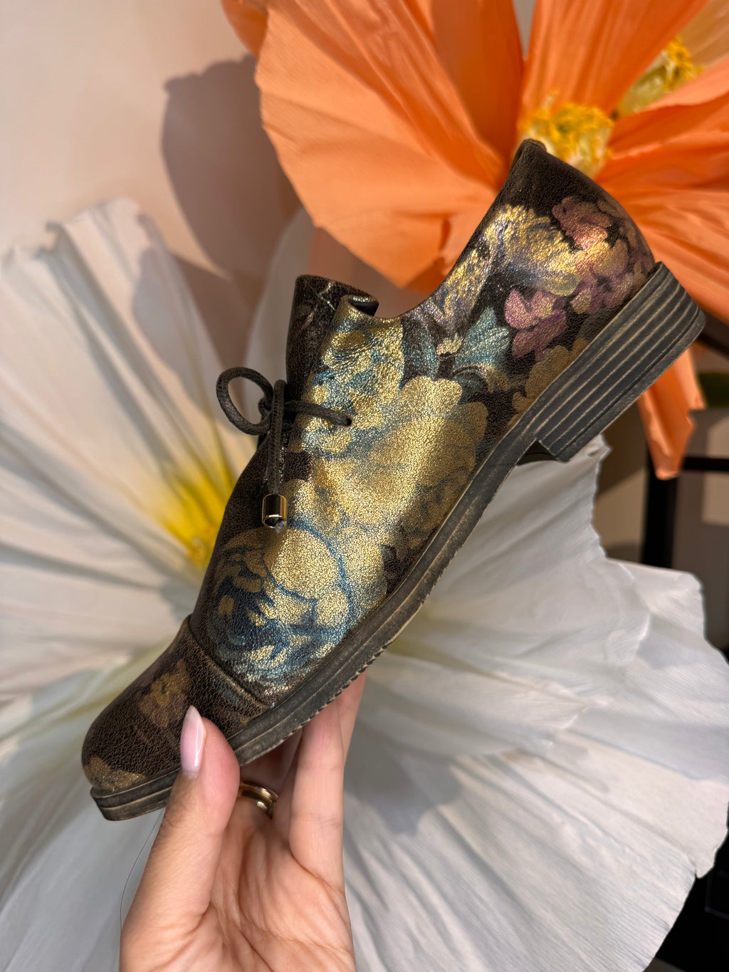 Django & Juliette Kotty Slip on - Floral Metallic Pattern
