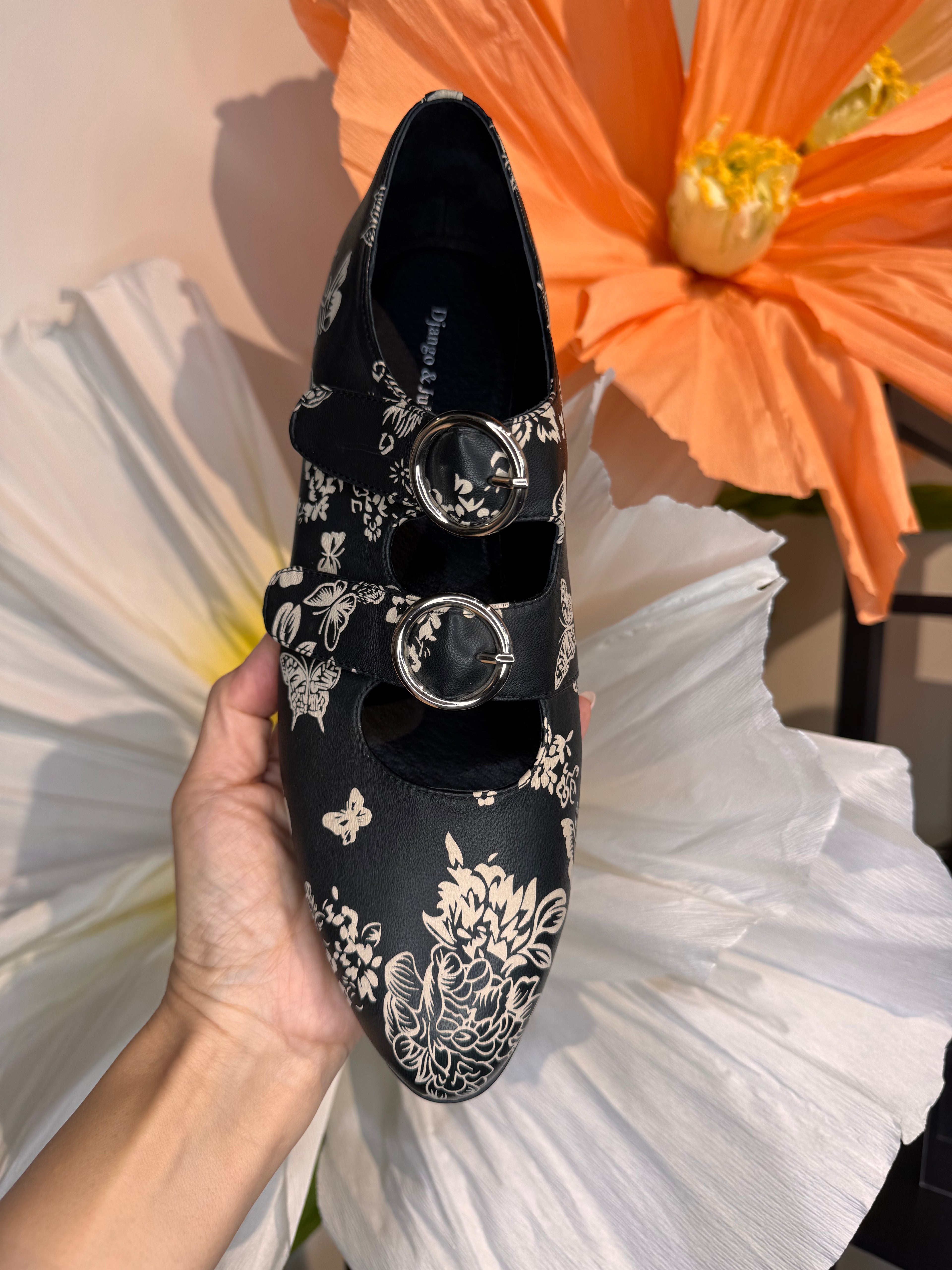 Django & Juliette Gifth Leather Double Strap Loafer Milk Floral