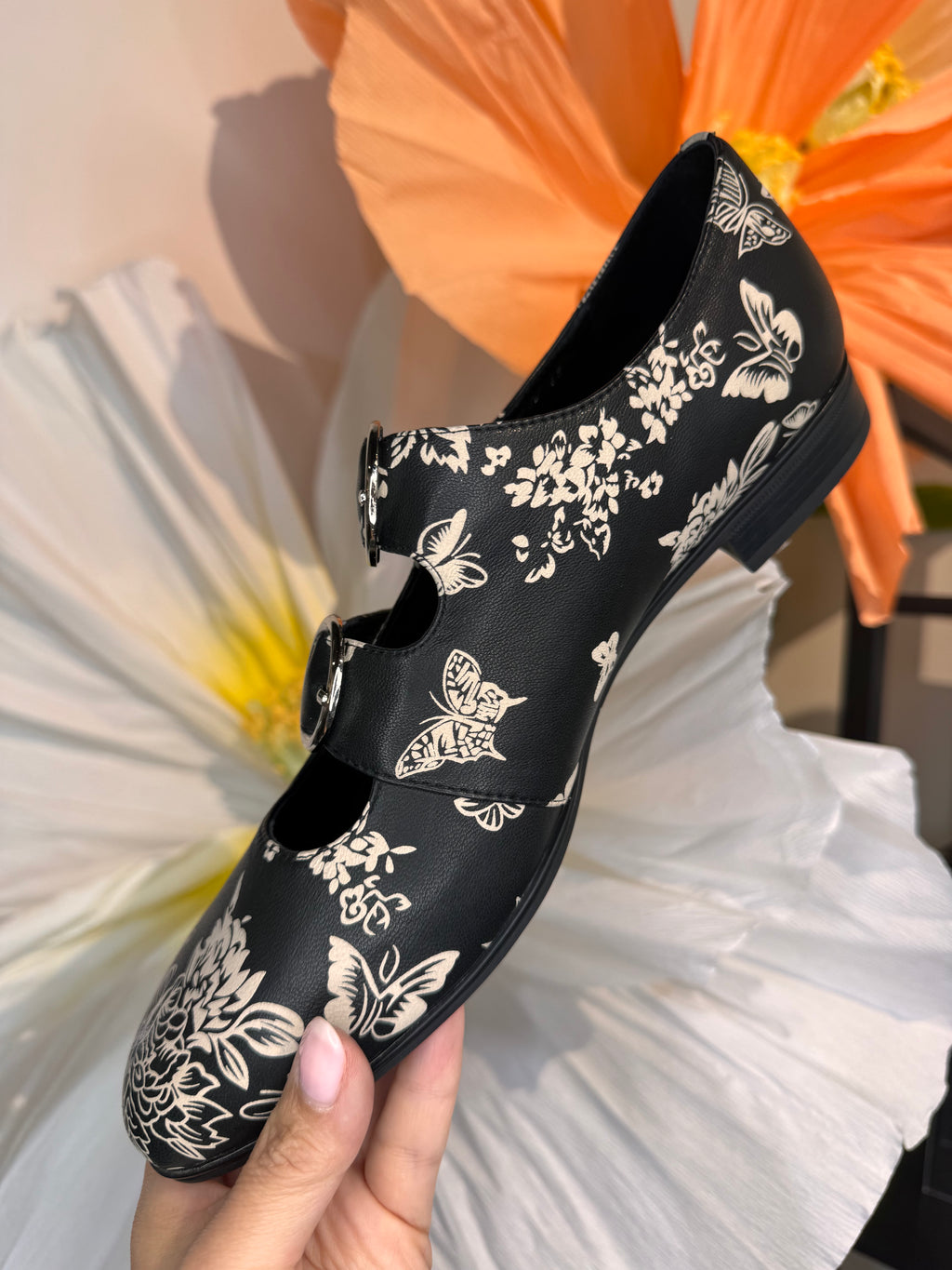Django & Juliette Gifth Leather Double Strap Loafer Milk Floral