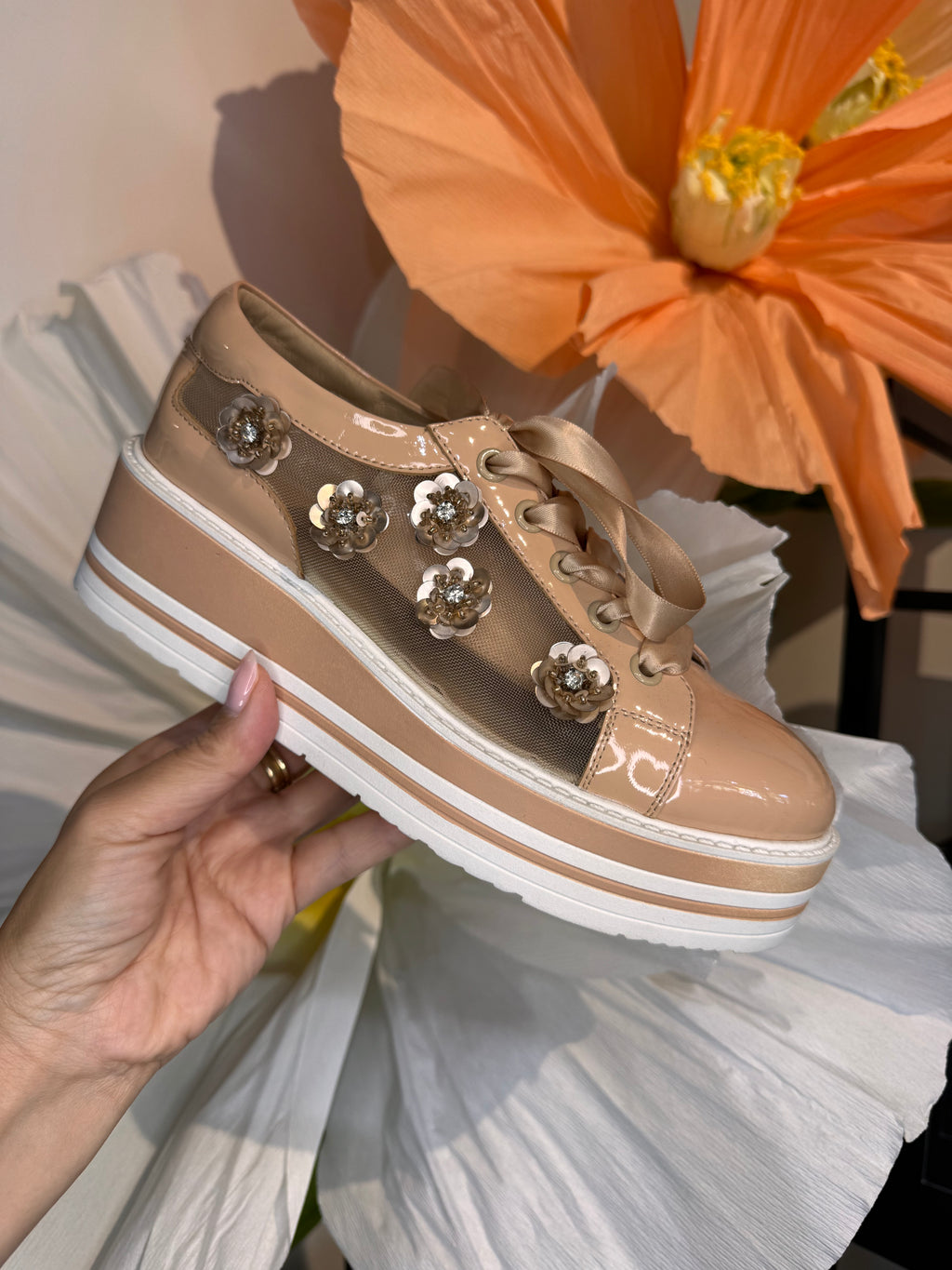 Django & Juliette Mesh Platform Sneaker Nude Serenoy