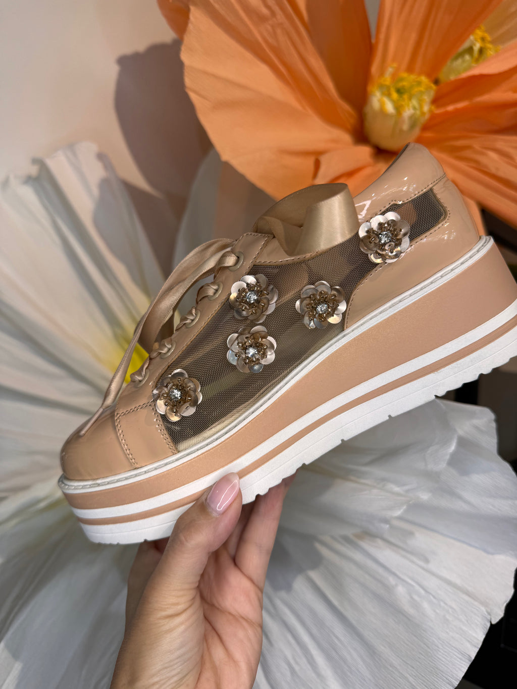 Django & Juliette Mesh Platform Sneaker Nude Serenoy
