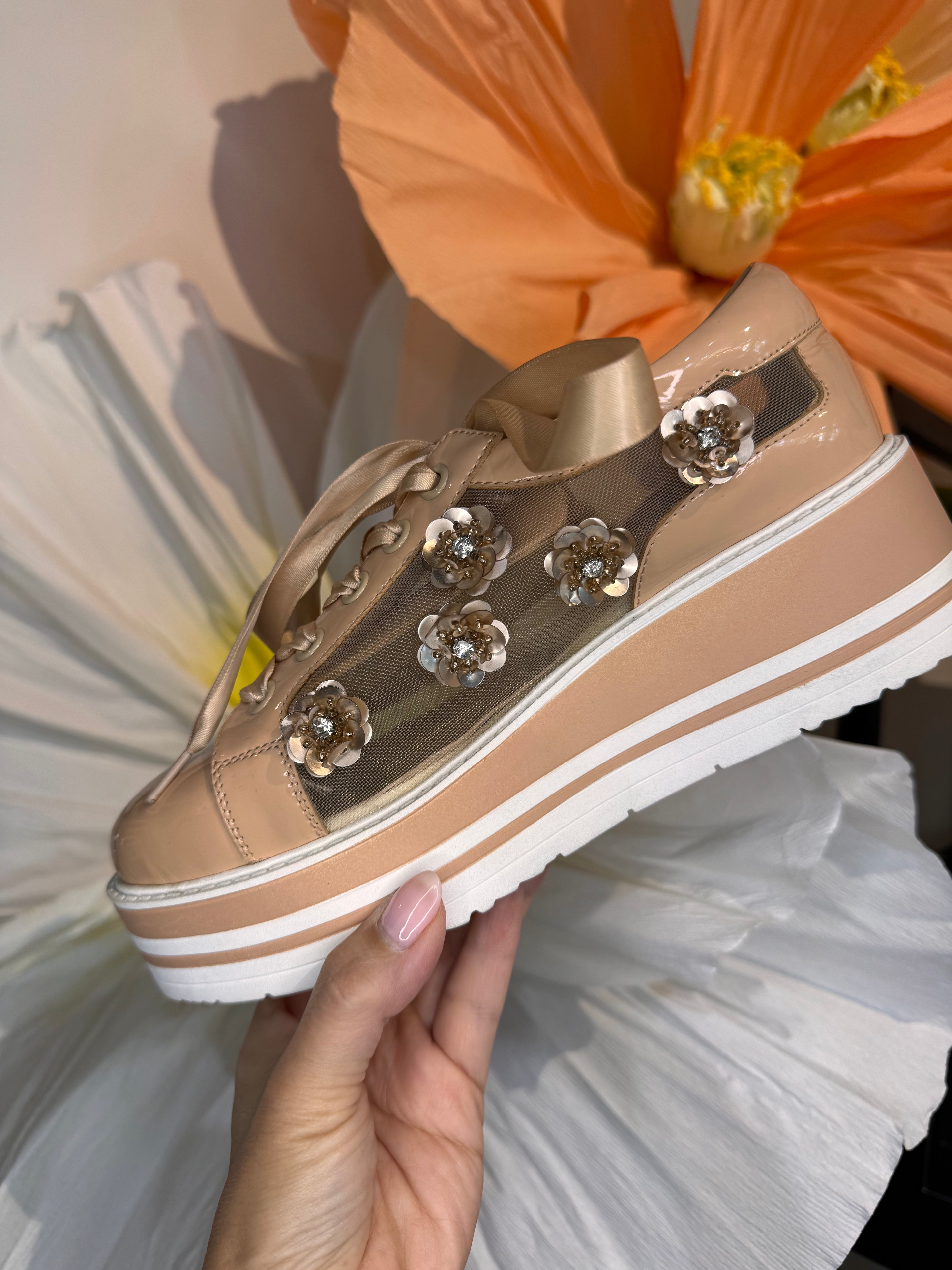 Django & Juliette Mesh Platform Sneaker Nude Serenoy