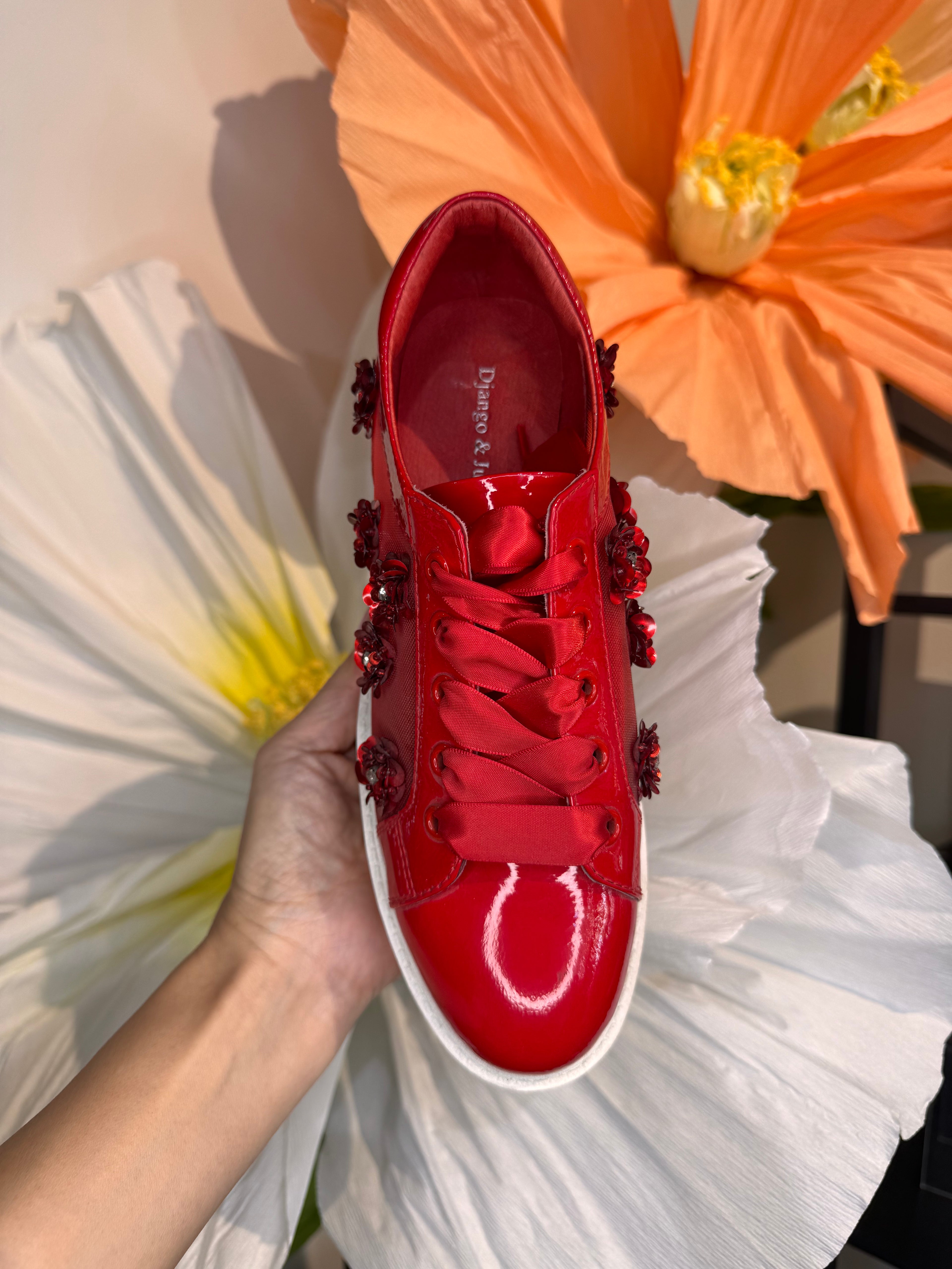 Django & Juliette Mesh Platform Sneaker Red Serenoy