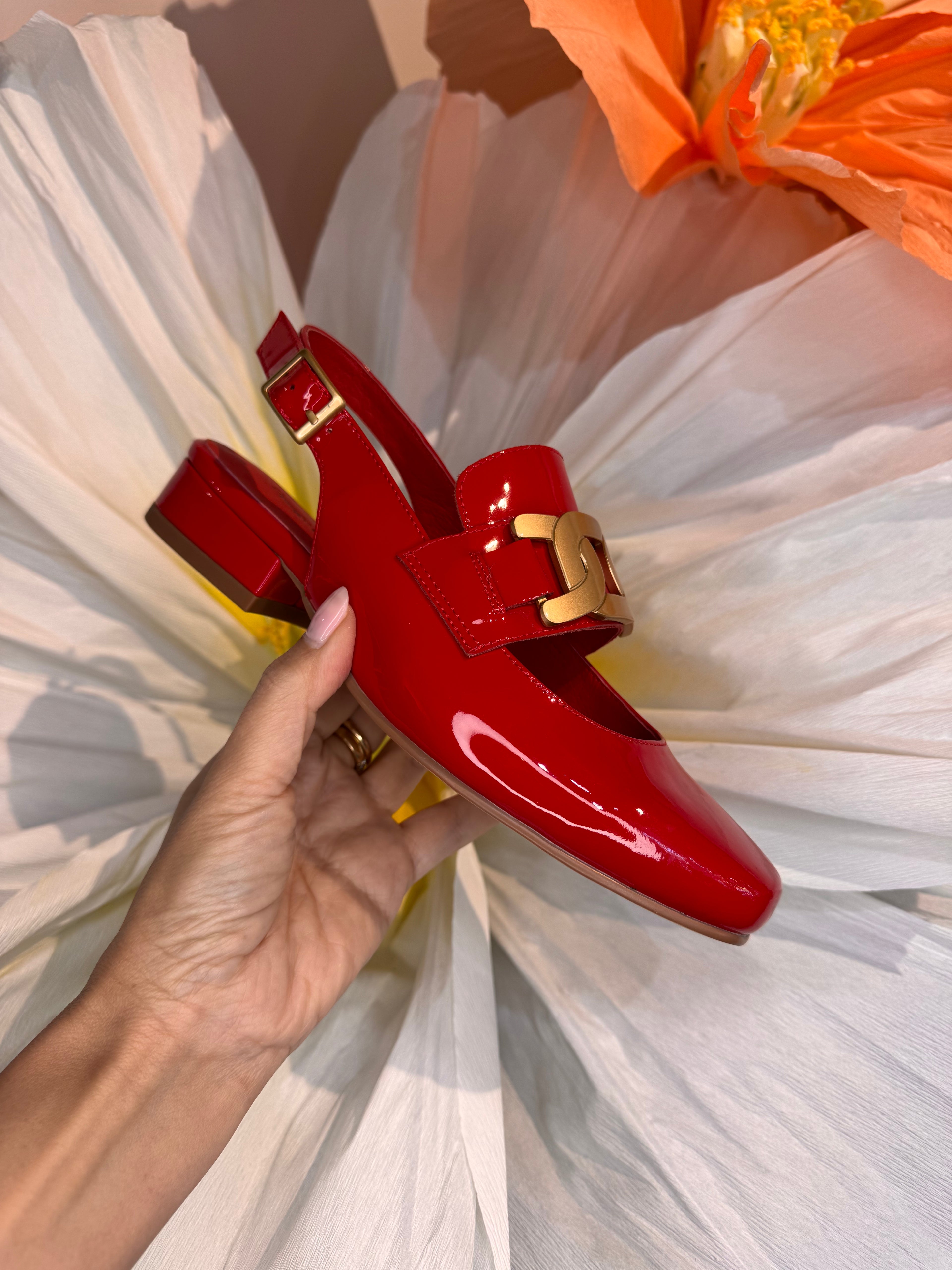 Django & Juliette Beammer Red Patent Leather Slingback