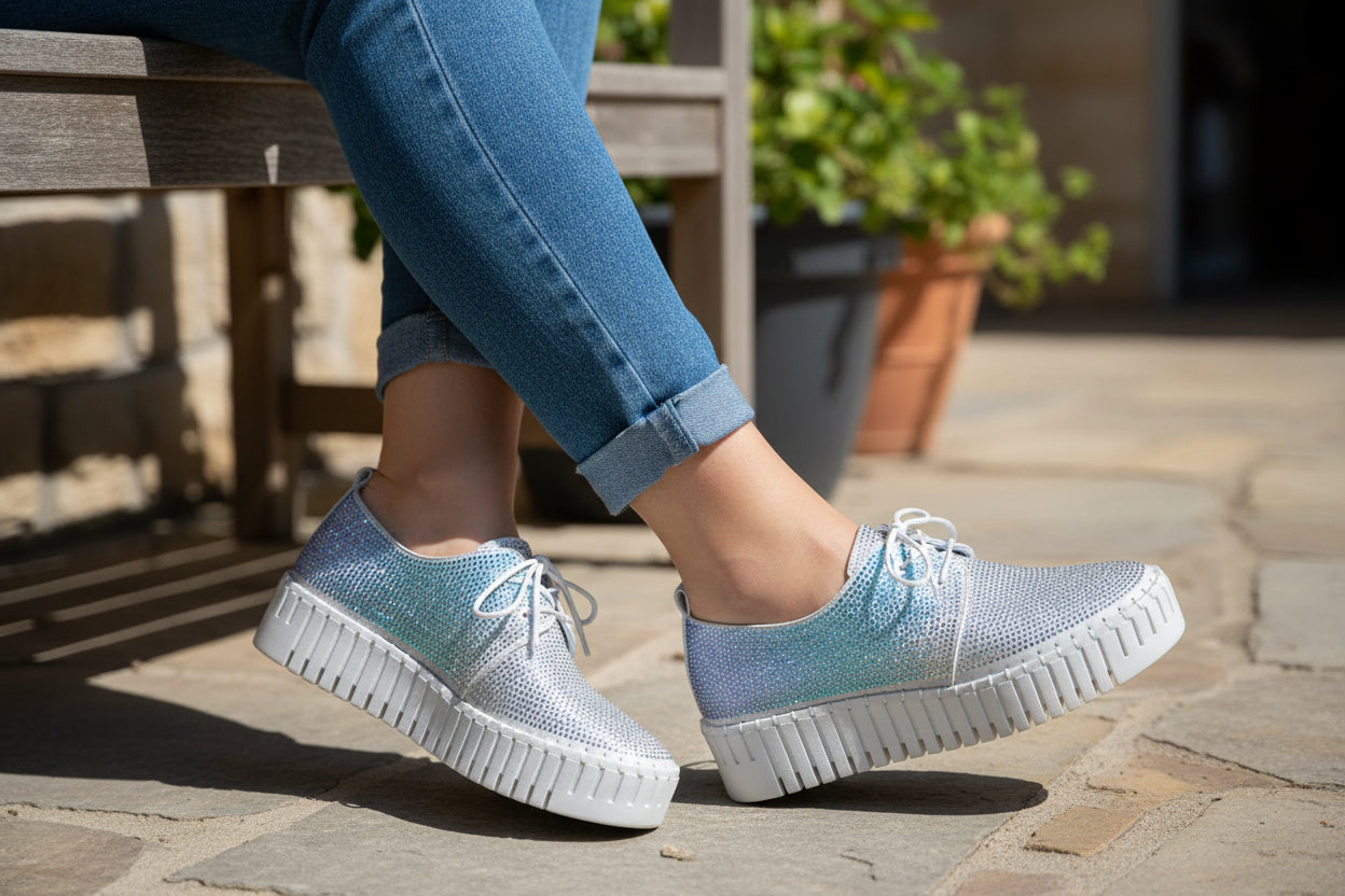 Django and Juliette Collage Birming Sneaker Silver and Blue