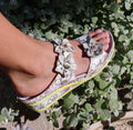 Laura Vita Floral Leather Adjustable Slides