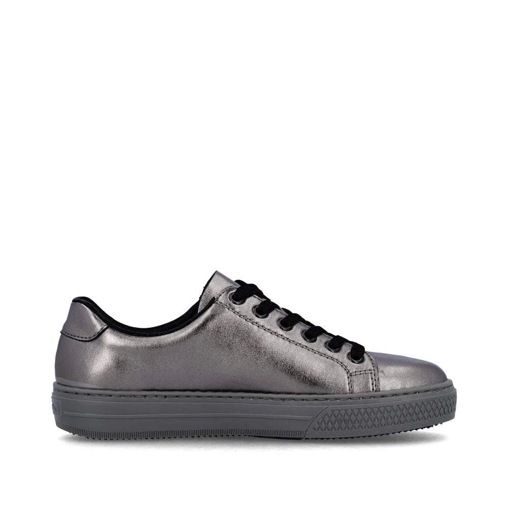 Rieker Women's Lace-up Zip Sneaker - Silver/Platinum