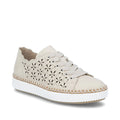 Rieker Women's Lace-up Zip Laser Cut Sneaker - Beige