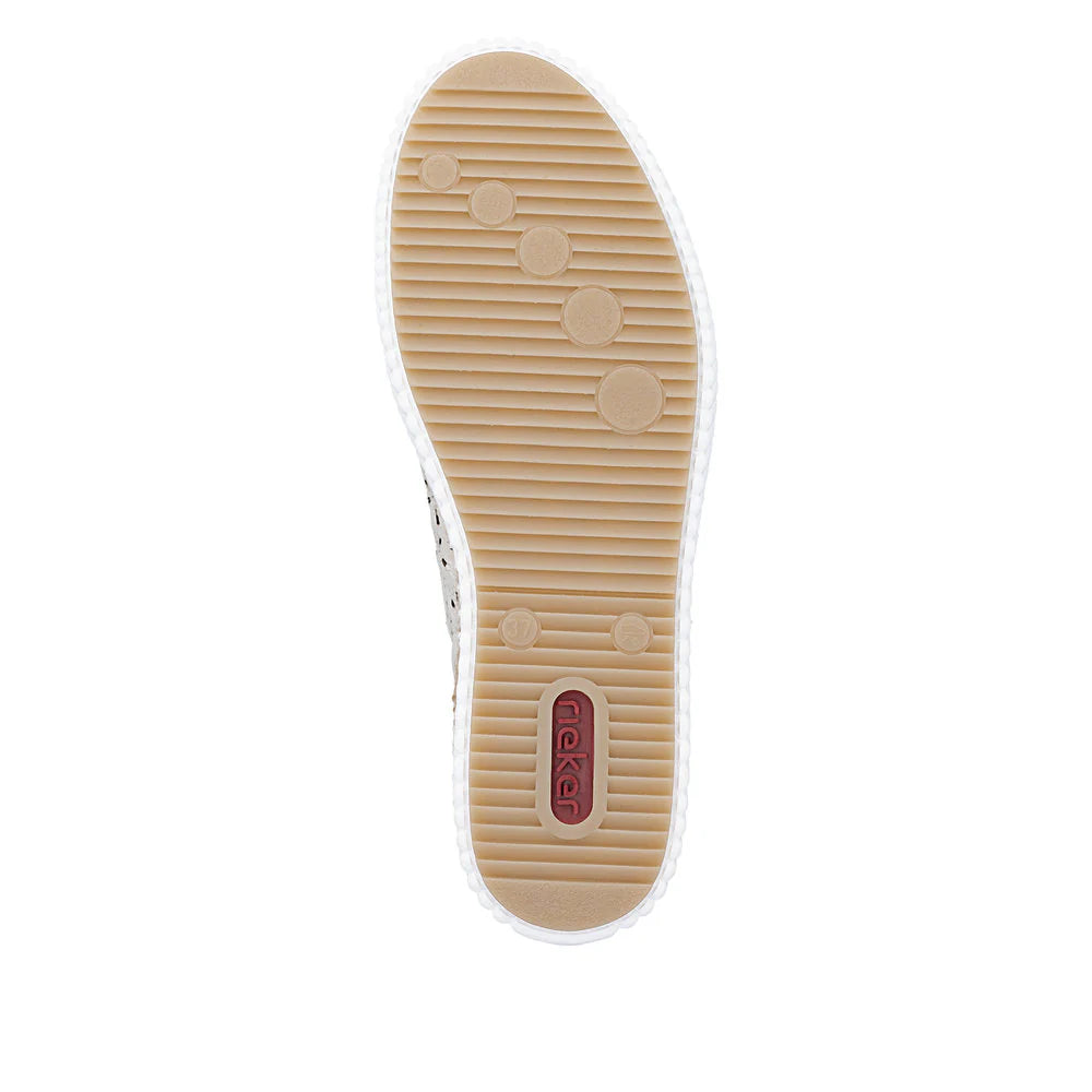 Rieker Women's Lace-up Zip Laser Cut Sneaker - Beige