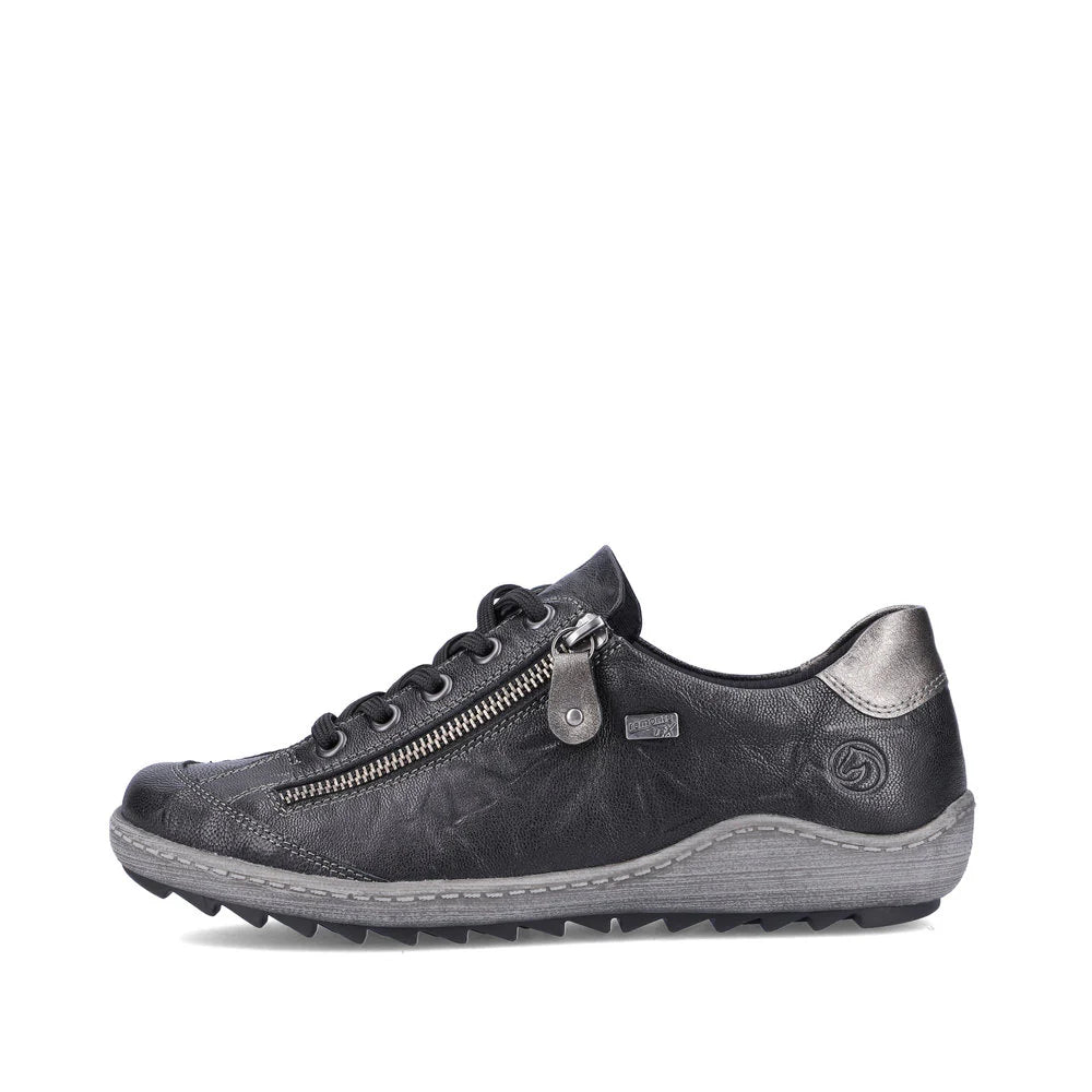 Remonte Women's Lace-up Zip Sneaker - Black Combination