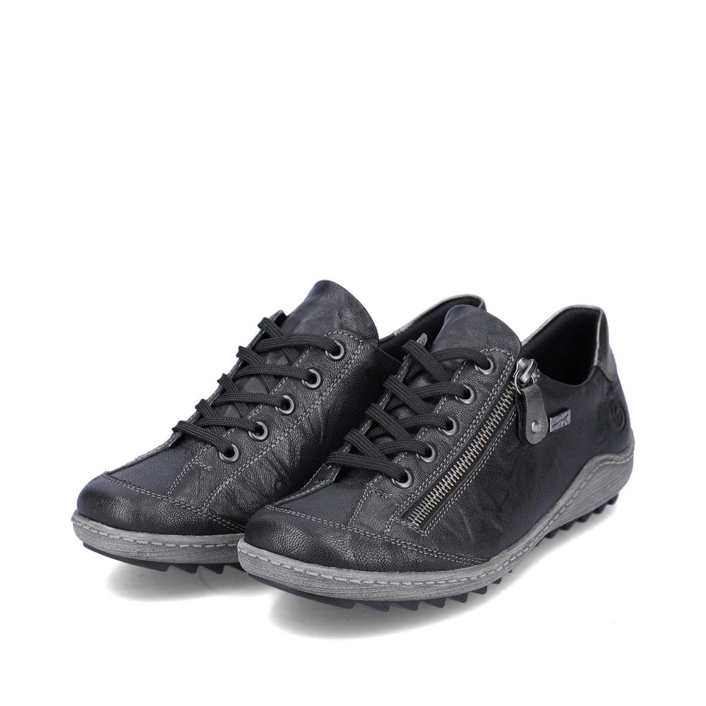 Remonte Women's Lace-up Zip Sneaker - Black Combination
