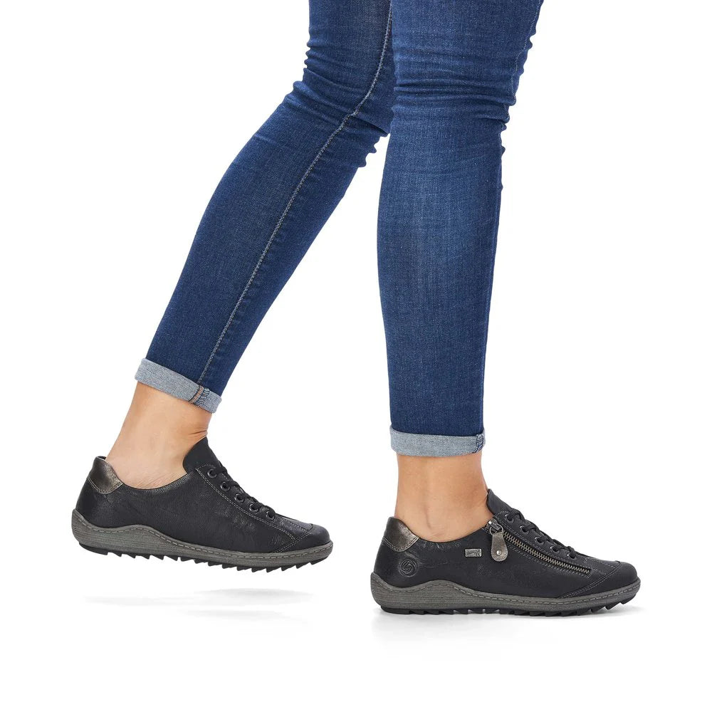 Remonte Women's Lace-up Zip Sneaker - Black Combination