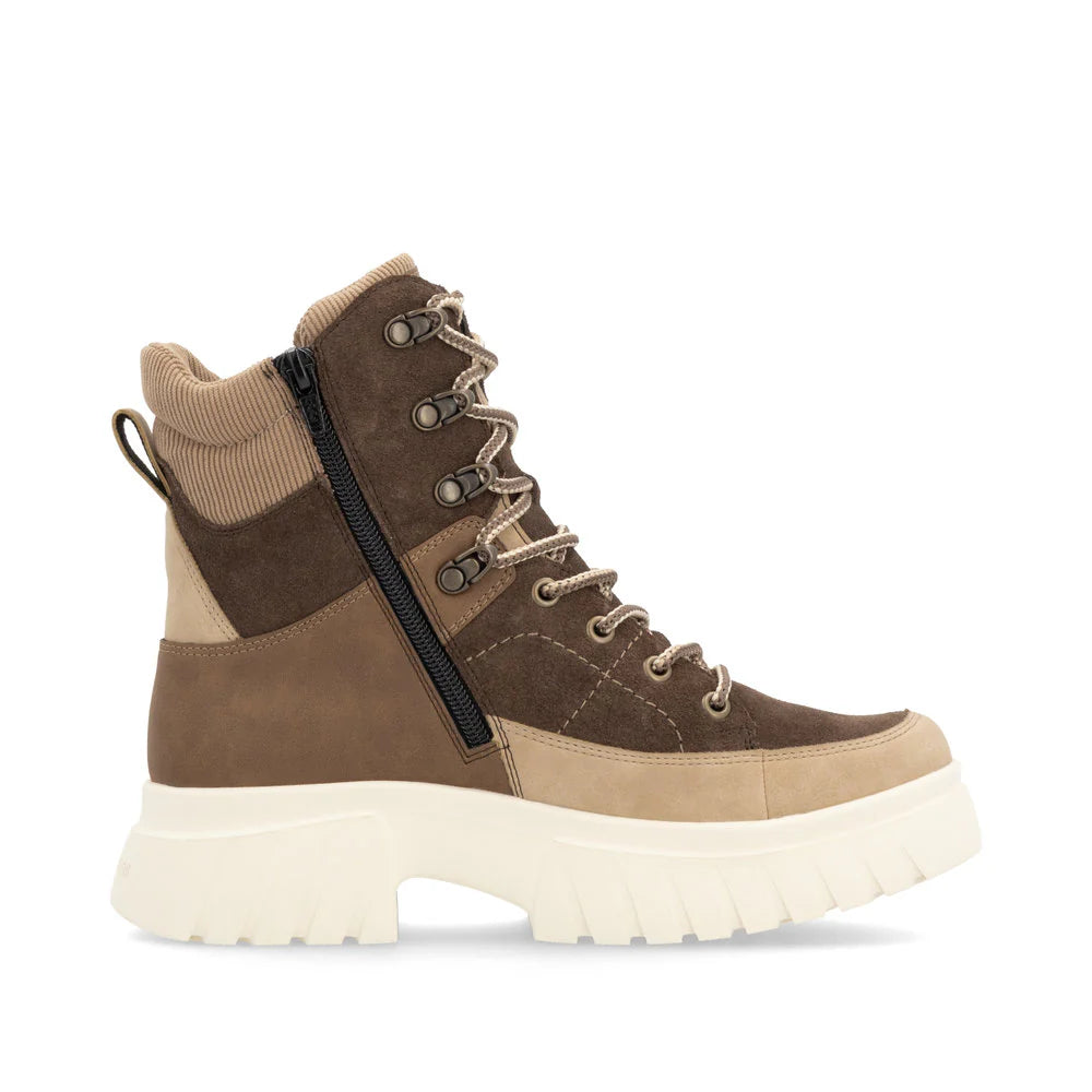 Rieker Women's Lace-up Platform Boot - Brown