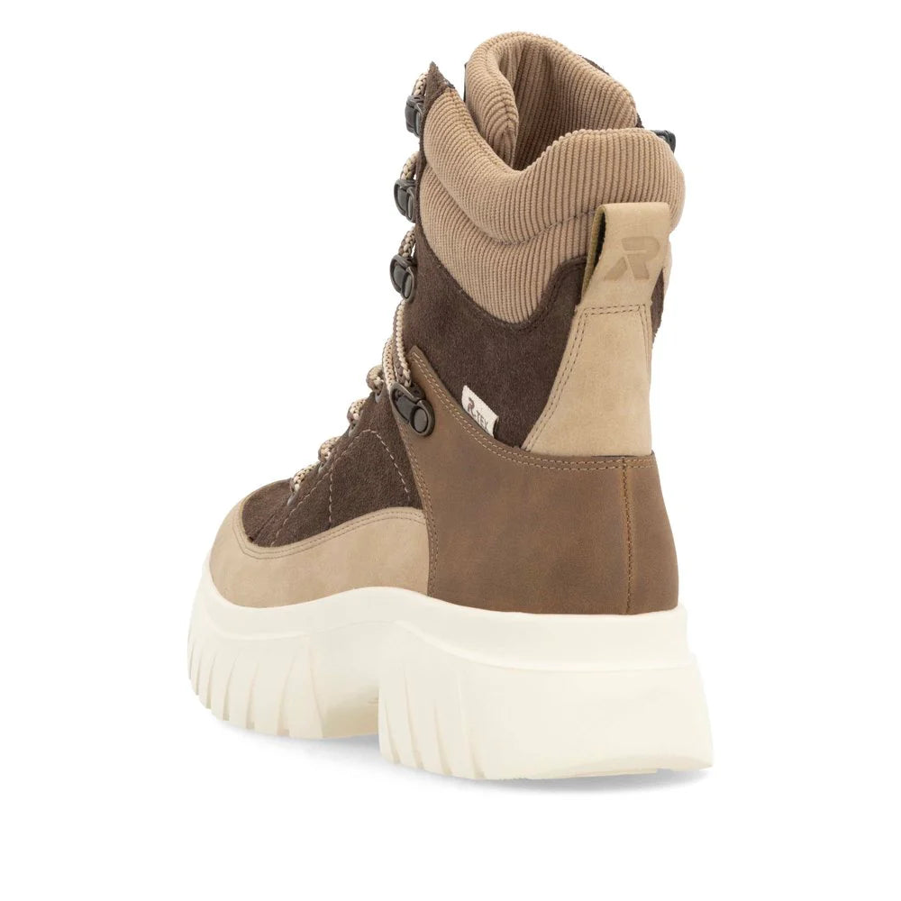 Rieker Women's Lace-up Platform Boot - Brown