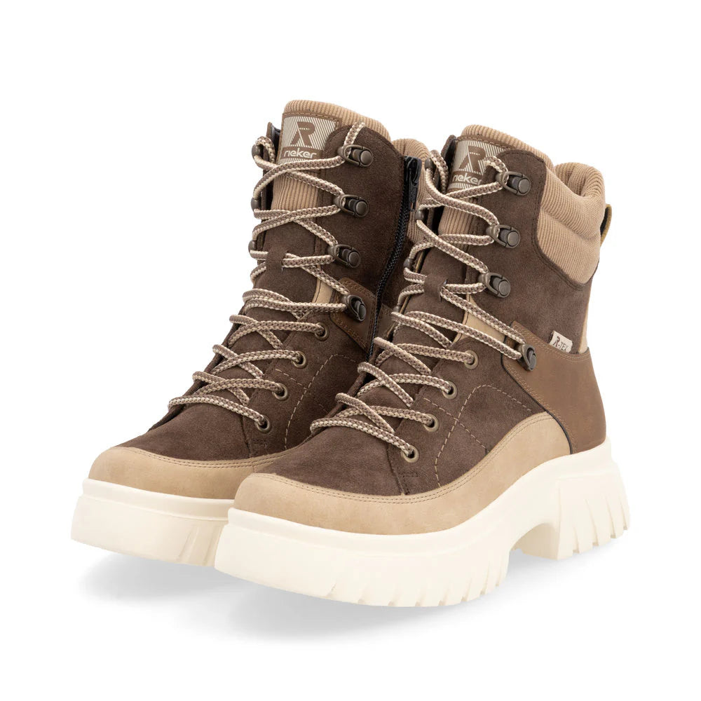 Rieker Women's Lace-up Platform Boot - Brown