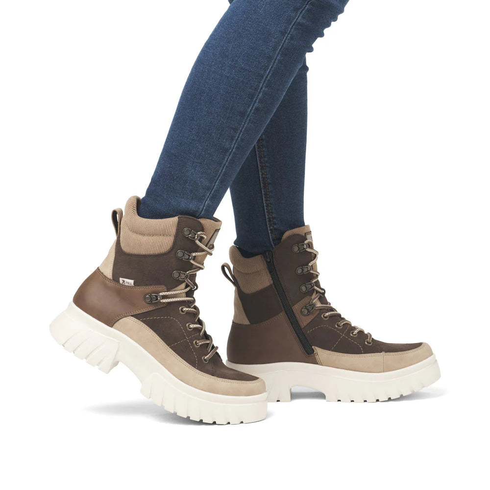 Rieker Women's Lace-up Platform Boot - Brown