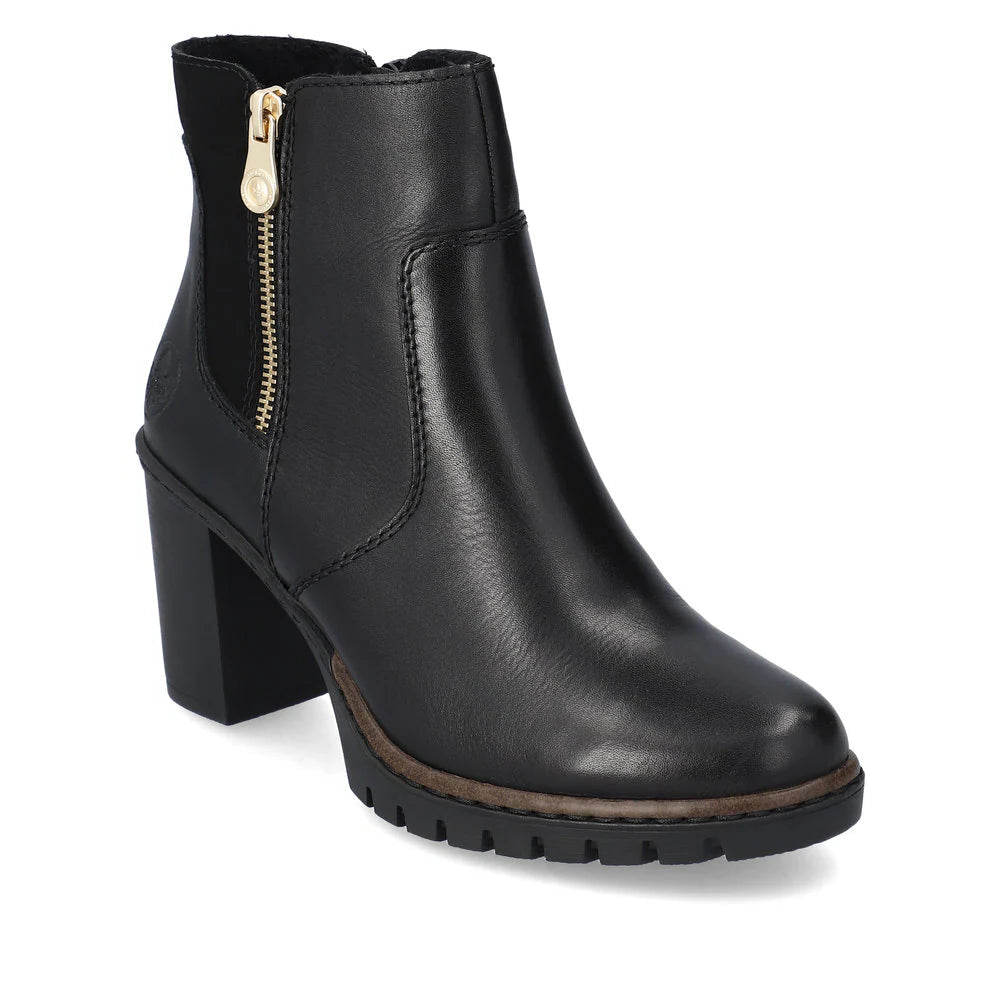 Rieker Women's Block Heel Ankle Boot - Black