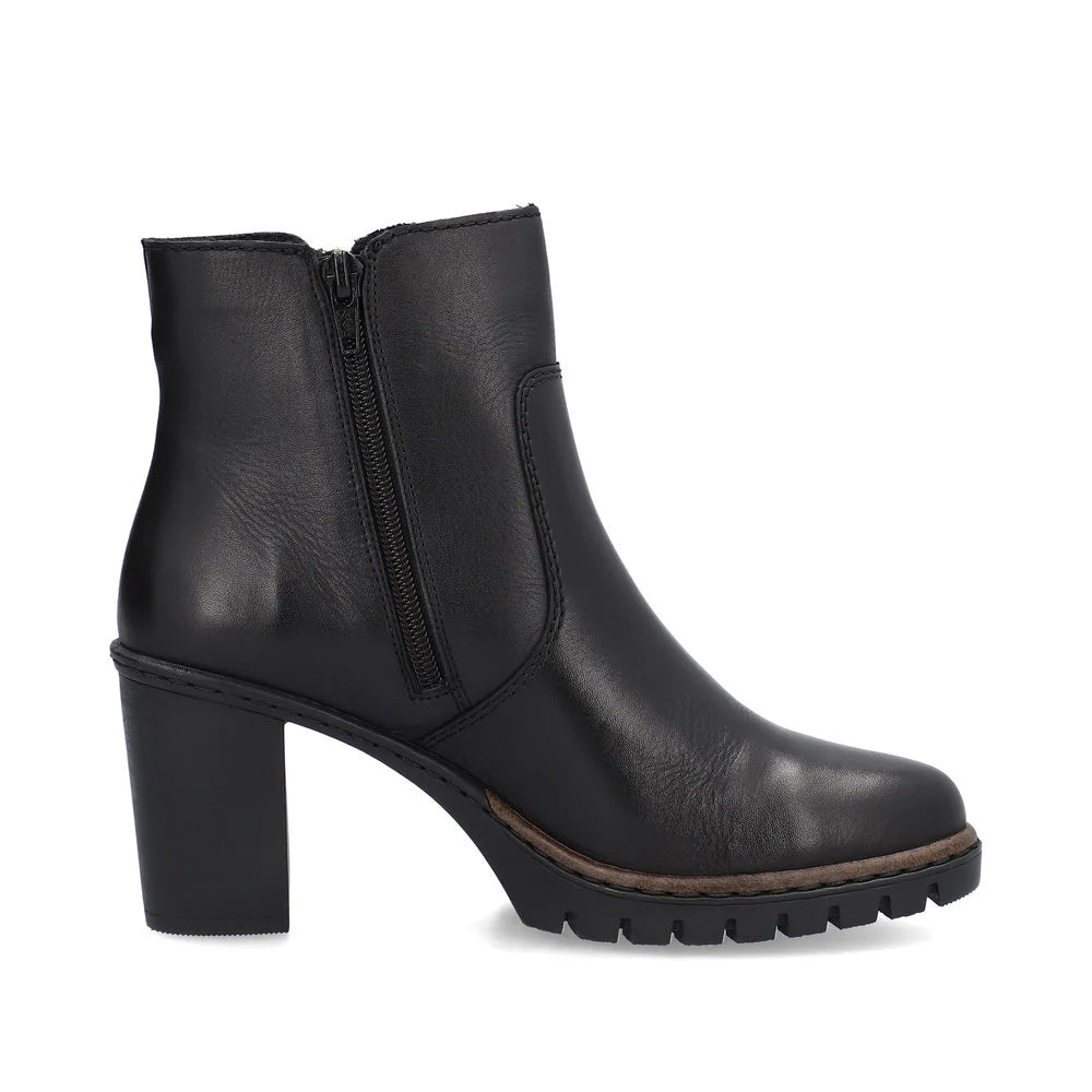 Rieker Women's Block Heel Ankle Boot - Black