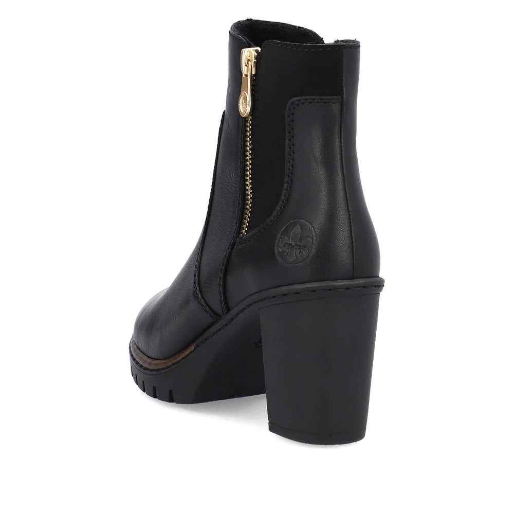 Rieker Women's Block Heel Ankle Boot - Black
