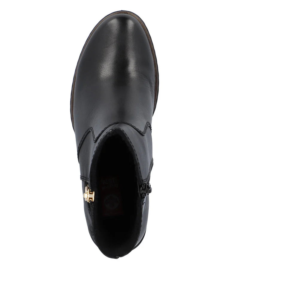 Rieker Women's Block Heel Ankle Boot - Black