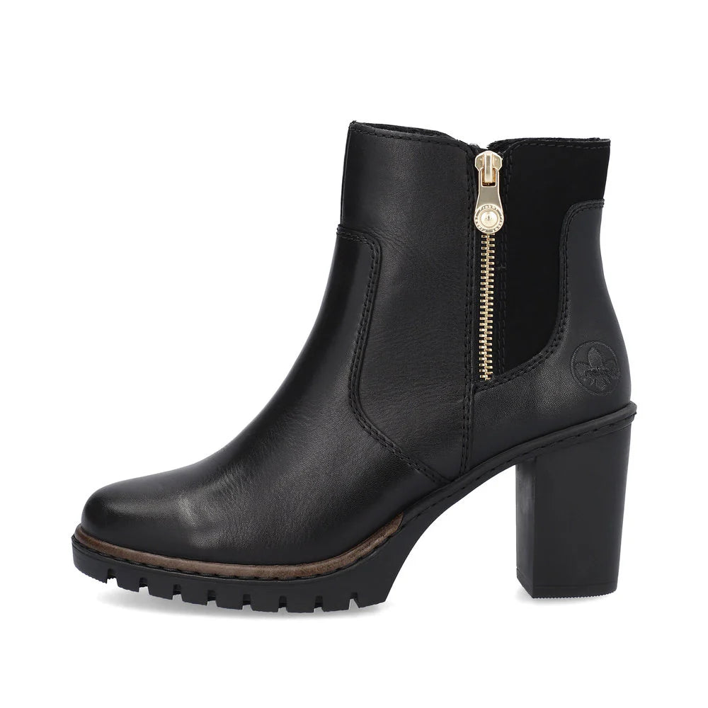 Rieker Women's Block Heel Ankle Boot - Black